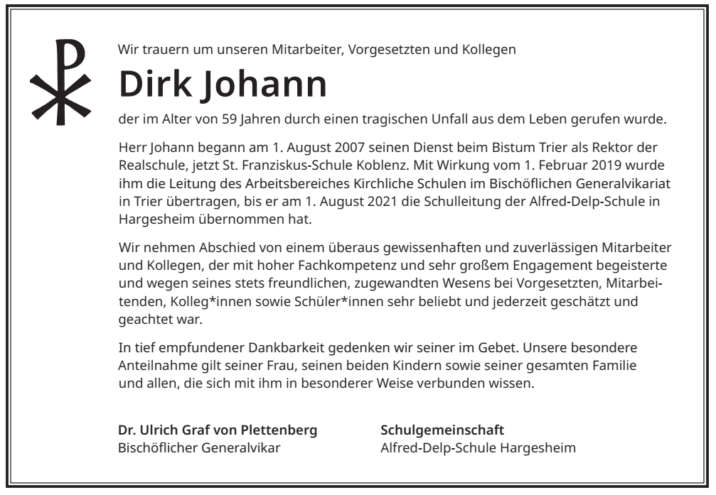 Read more about the article Wir trauern um Dirk Johann